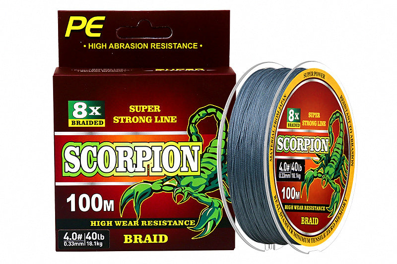 Gray Braided PE Fishing Line, 100 m (109 yd), 4 or 8 Strand – product photo