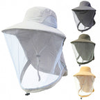 Fishing Sun Hat with Mosquito Head Net Face Veil, One Size