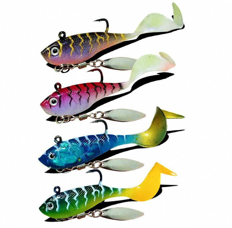 Curly Tail Soft Bait Jig Head with Spoon, 5.5 cm 8 g (0.28 oz)