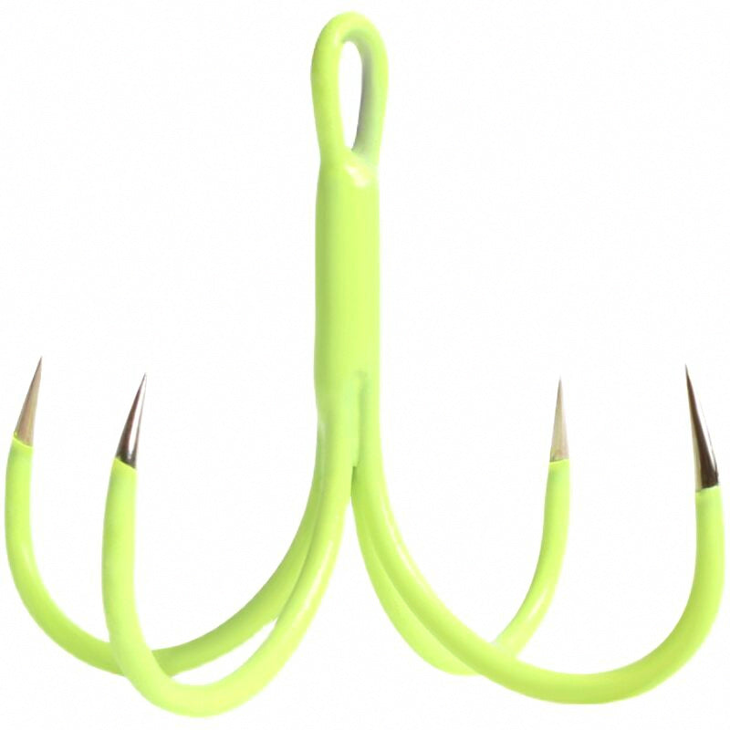 Four-Prong Barbless Hooks with Glow Squid Skirt, 10 Pack
