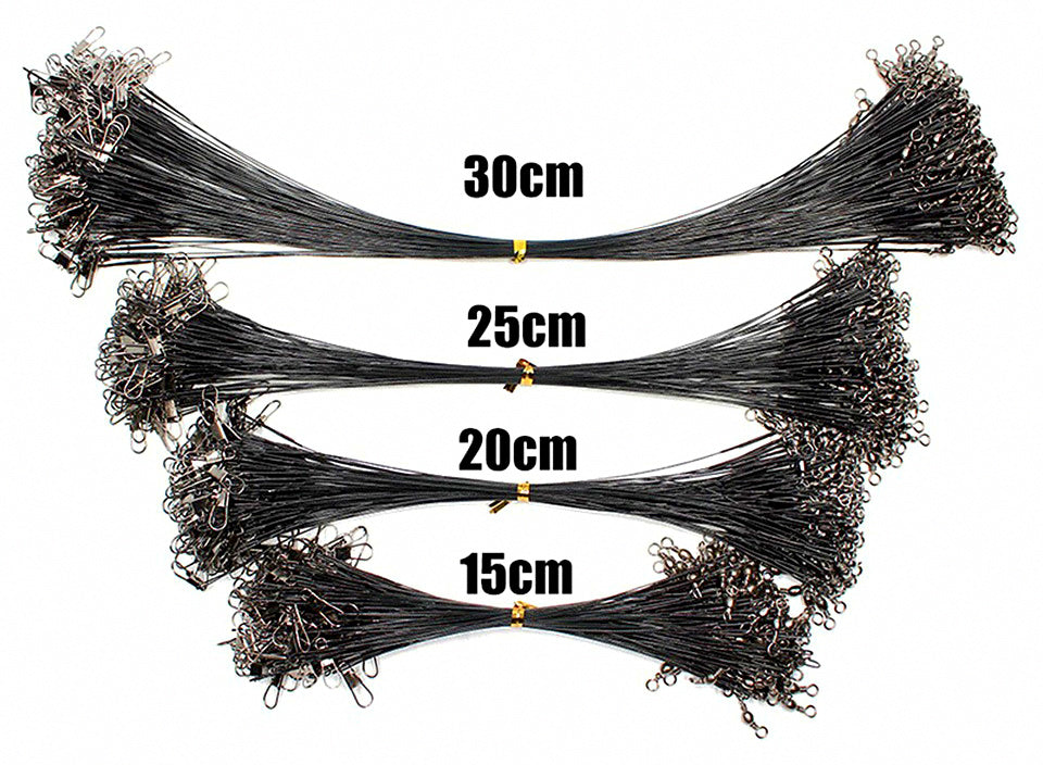 Steel Wire Leader with Swivel and Snap, 10–30 cm (3.9–11.8 in) – product photo