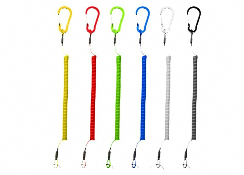 Coiled Fishing Pliers Lanyard with Carabiner, Steel Wire Core – product photo