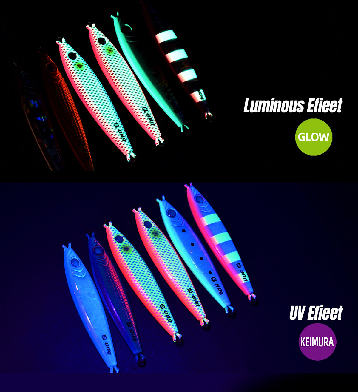 UV Glow Metal Jig, 30–100 g (1.1–3.5 oz) – product photo