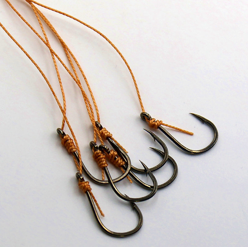 Pre-Tied Double Hook Rigs on PE Line, Long Shank, Sizes 5–13 – product photo
