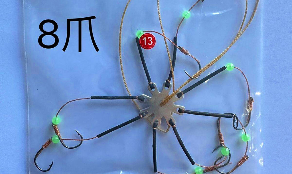 Glow Bead Hook Rig with Long Leader, Barbed, Sizes 8–14 – product photo