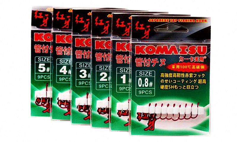 Red Barbed Senmata Fishing Hooks, Sizes #0.8–#10 – product photo
