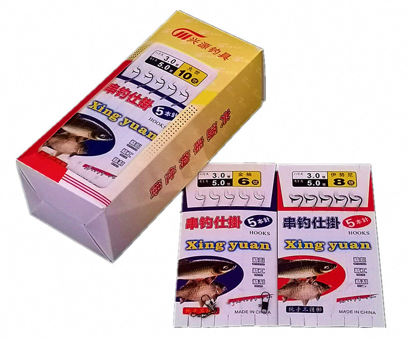 Pre-Tied Snelled Hooks on Nylon Line, 40-Pack Box – product photo