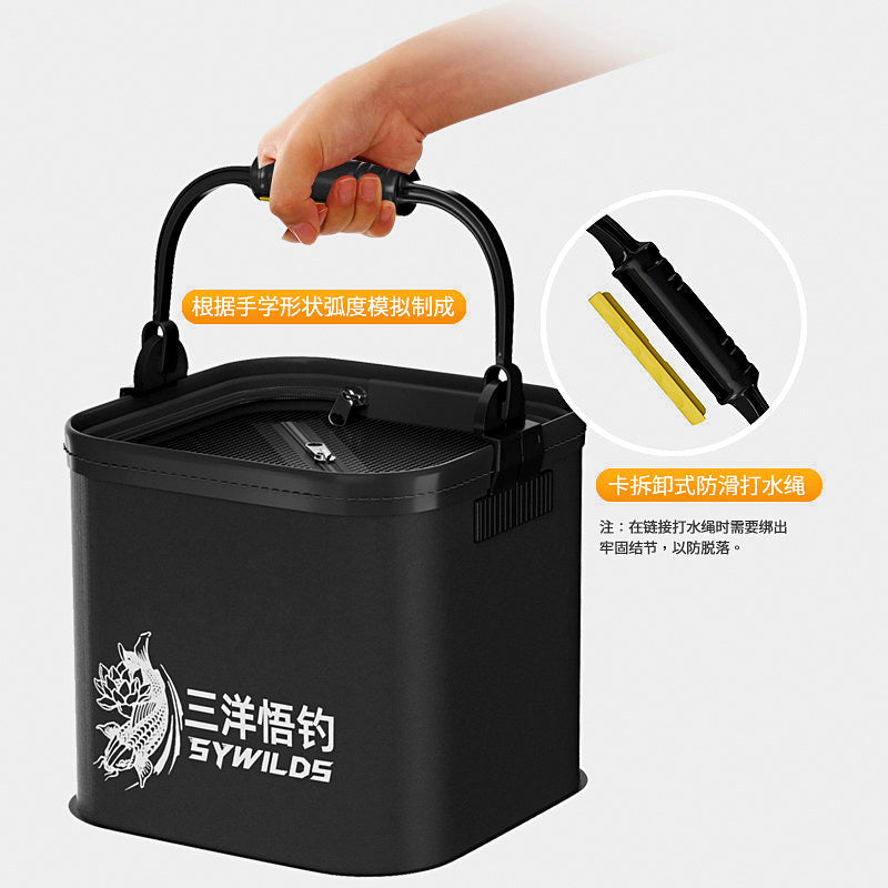 Folding Fishing Bucket with Water Rope, 5-13 L (1.3-3.4 gal) – product photo