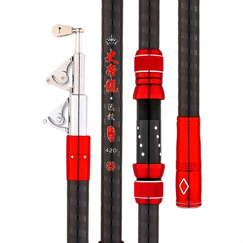 Extra-Stiff Carbon 4-Section Rod, 2.7–4.5 m (8.9–14.8 ft)