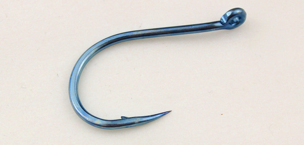 Blue Offset Barbed Eyed Hooks, Bulk Pack, Sizes 1–16 – product photo