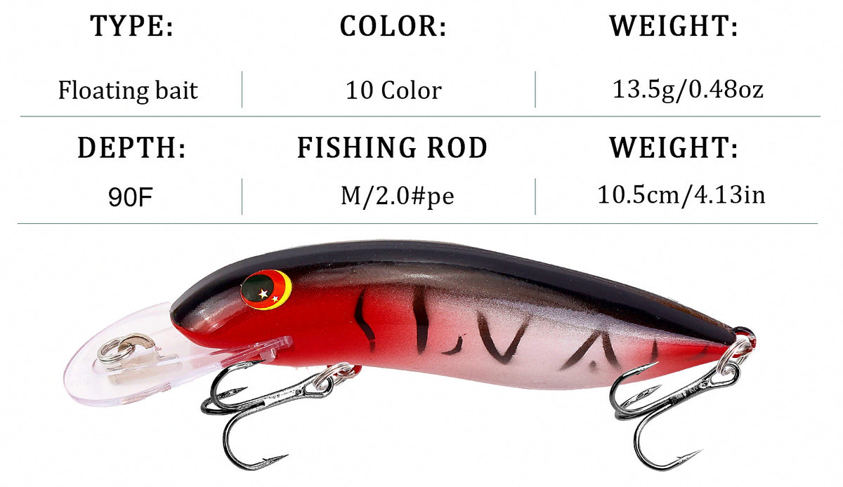 Floating Minnow Lure, 10.5 cm (4.1 in), 13.5 g (0.48 oz) – product photo