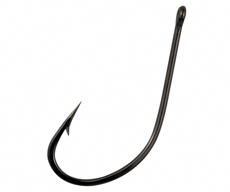 Black Ring Eye Long Shank Offset Hooks, Bulk Pack – product photo