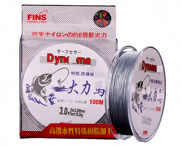 4-Strand PE Braided Fishing Line, Gray, 100 m (109 yd) – product photo