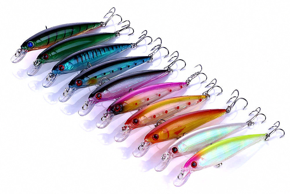 Floating Minnow Lure, 11 cm (4.3 in) 13.4 g (0.47 oz), 10-Color Set – product photo