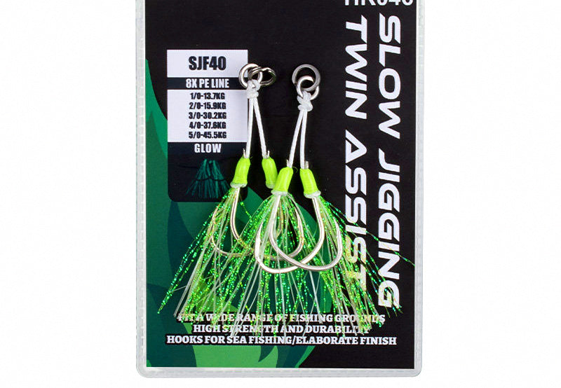 Slow Jigging Double Assist Hooks, Luminous, 1/0–5/0 – product photo