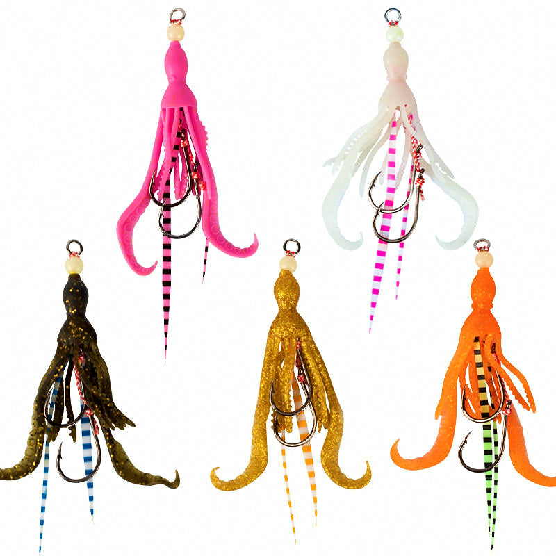 Octopus Skirt Assist Hook, UV Glow, 2 Sets per Pack