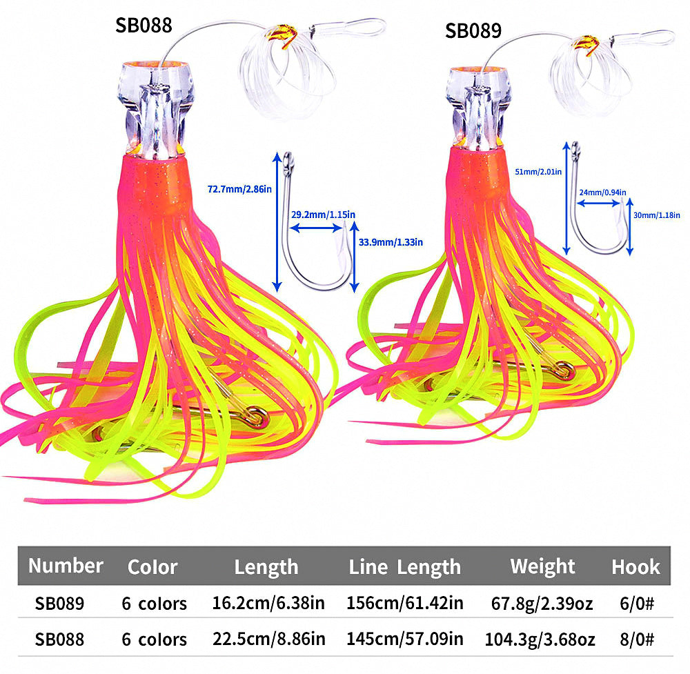 Soft Octopus Trolling Lure, 15 cm (65 g) & 22 cm (100 g) – product photo