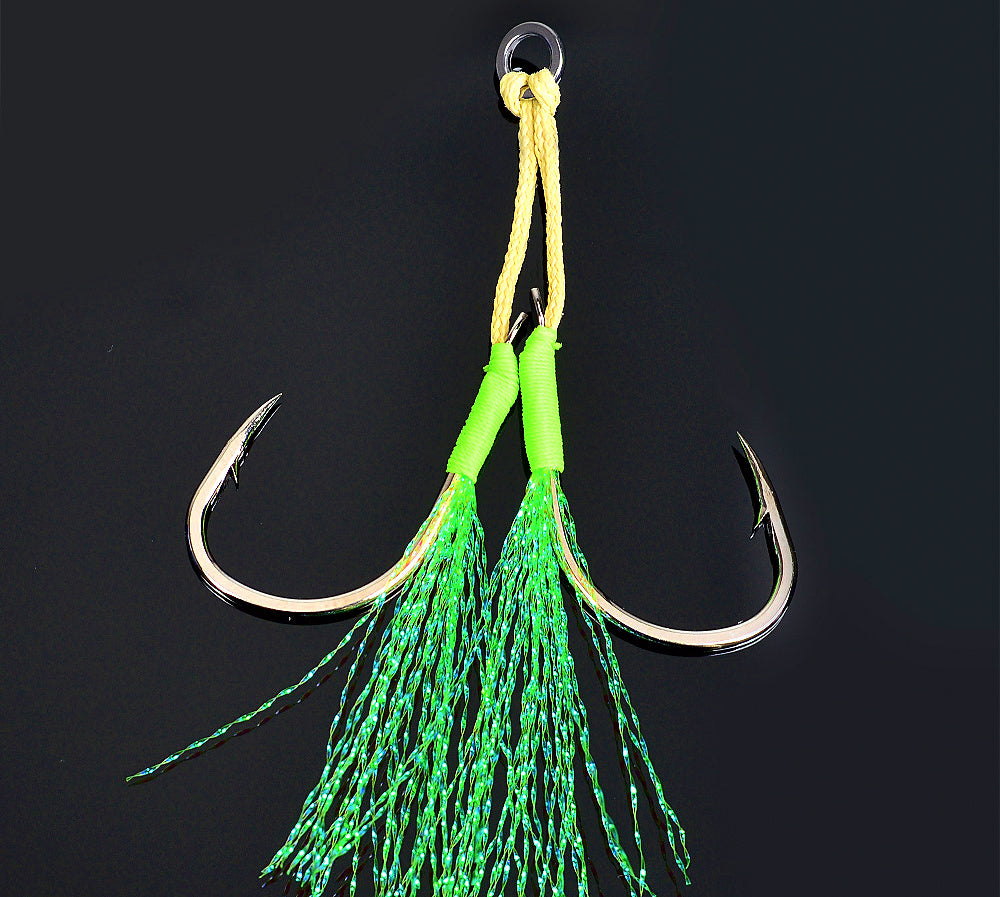 UV Green Jig Assist Hooks, Single or Double, 10-Pack – product photo