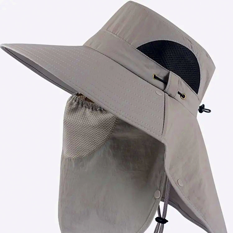 Wide Brim Fishing Bucket Hat, Sun Hat with Optional Face Mask