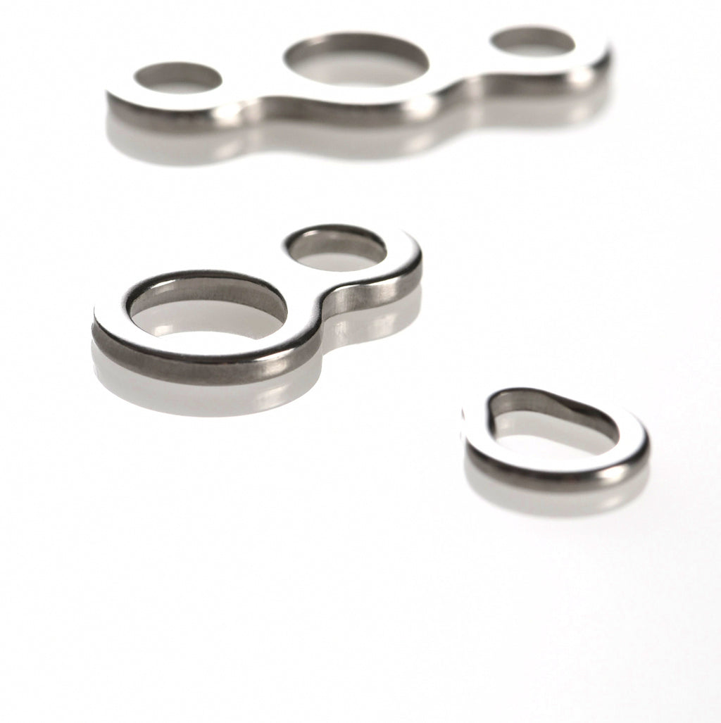 Stainless Steel Jig Connector Rings, Pear, 2-Hole & 3-Hole