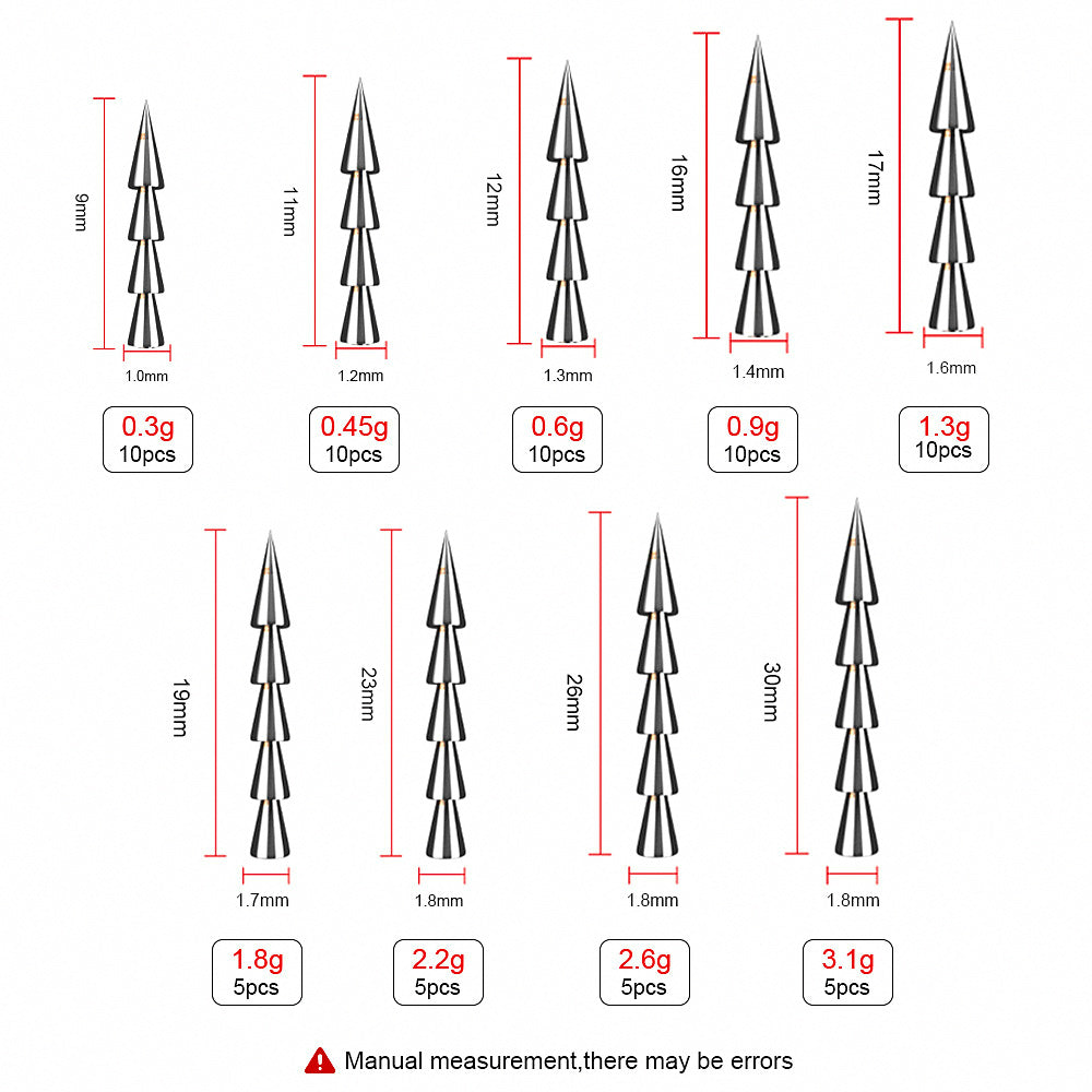 Tungsten Insert Lure Weights, 0.01–0.11 oz (0.3–3.1 g) – product photo