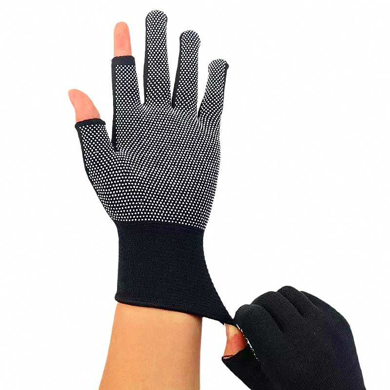 Nylon Dotted Grip Gloves, Exposed Finger, Fishing & Work – product photo