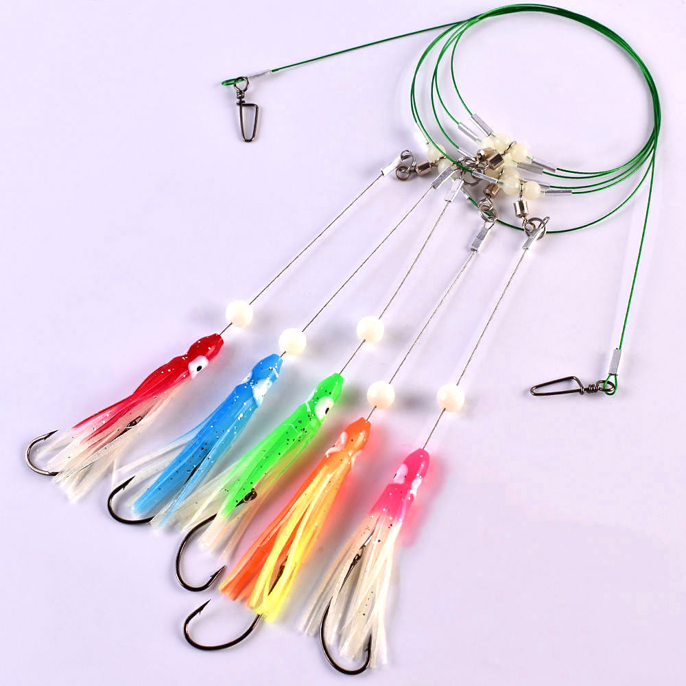 Glow Steel Wire Bait Rig, 3- or 5-Hook, Sizes 18–24