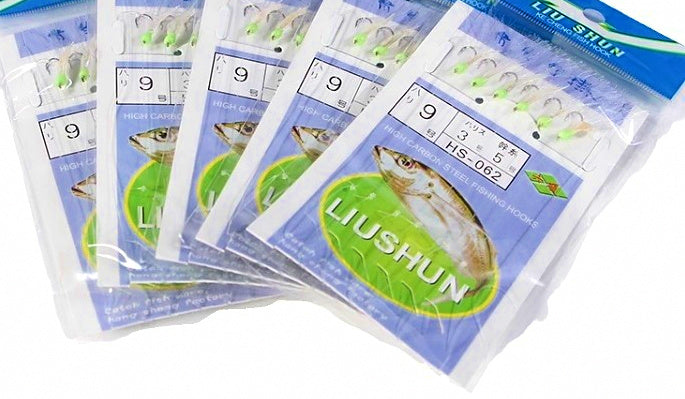Fish Skin Sabiki Rig, Barbed Multi-Hook, Sizes 6–18 – product photo