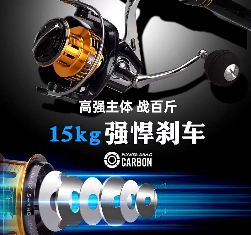 All-Metal Saltwater Spinning Reel, Sizes 2500–12000 – product photo