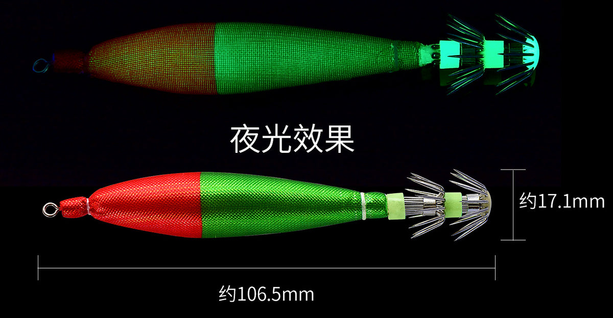 Glow Squid Jig, Cloth Wrapped Wooden Shrimp, #4 6.2 g (0.22 oz) – product photo