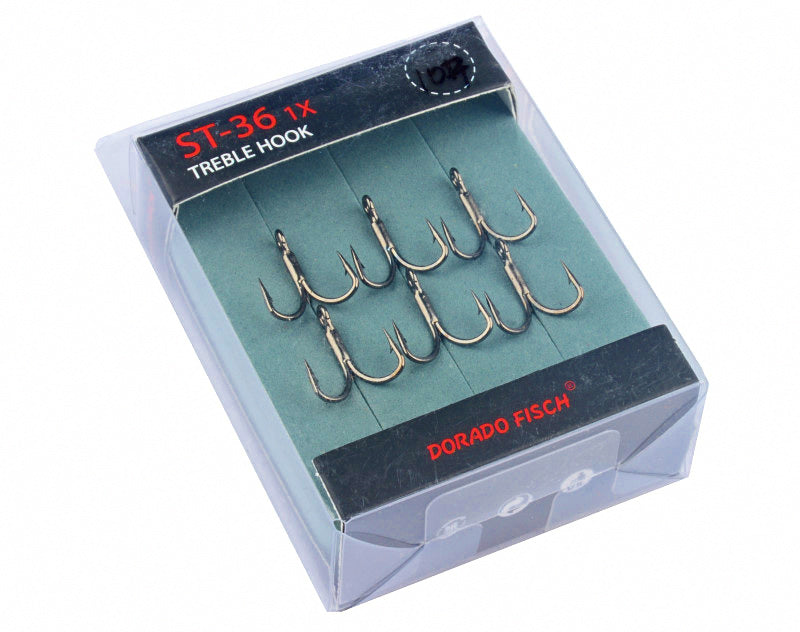 Barbed Treble Hooks for Lures, Sizes 4-10, 6-Pack – product photo