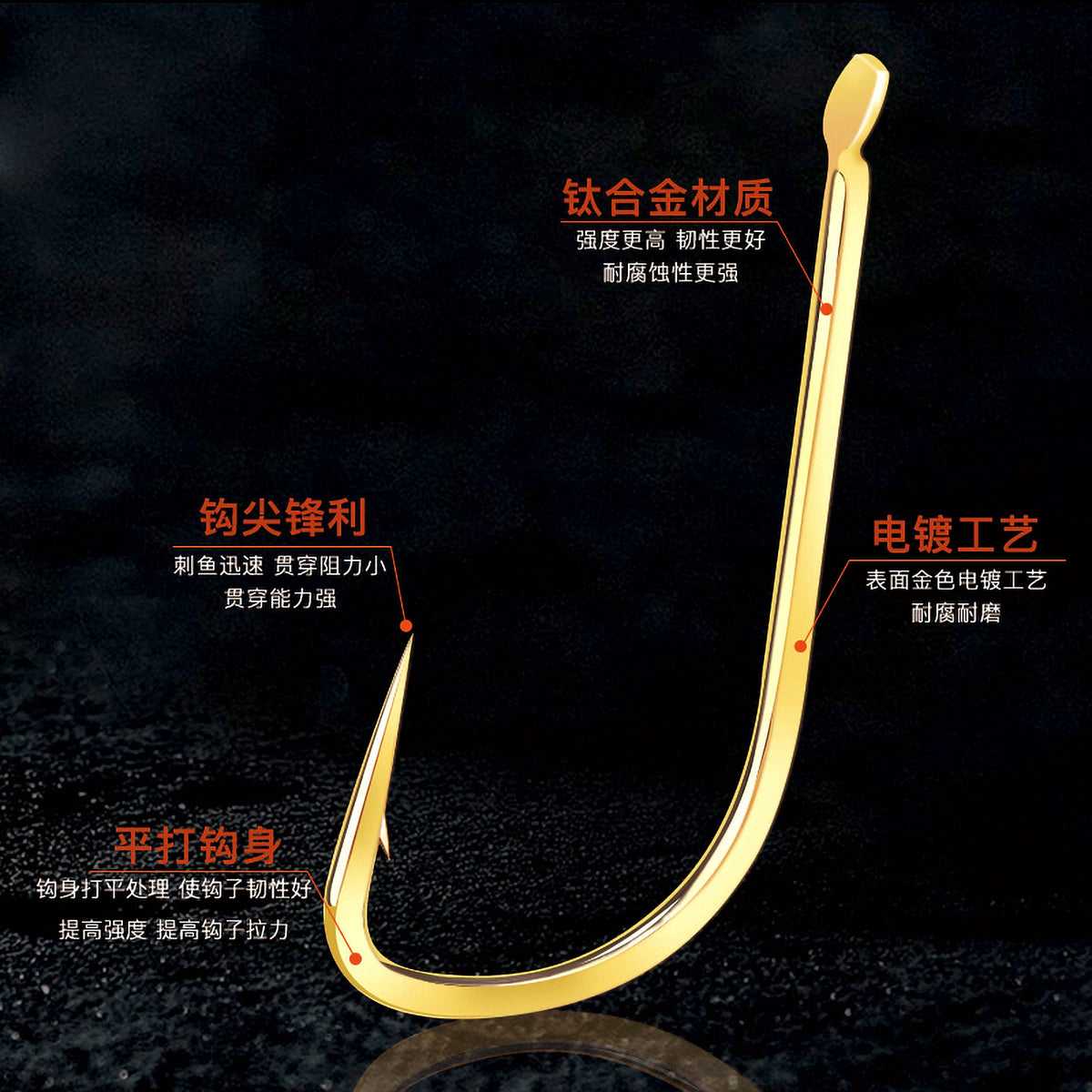 Gold Sode Hooks, Barbed or Barbless, 20-Pack, Sizes 1–10 – product photo