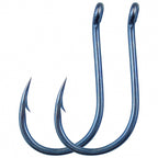 Barbed Eyed Hooks, Blue Finish, Sizes 1–16, 50–1000 pcs