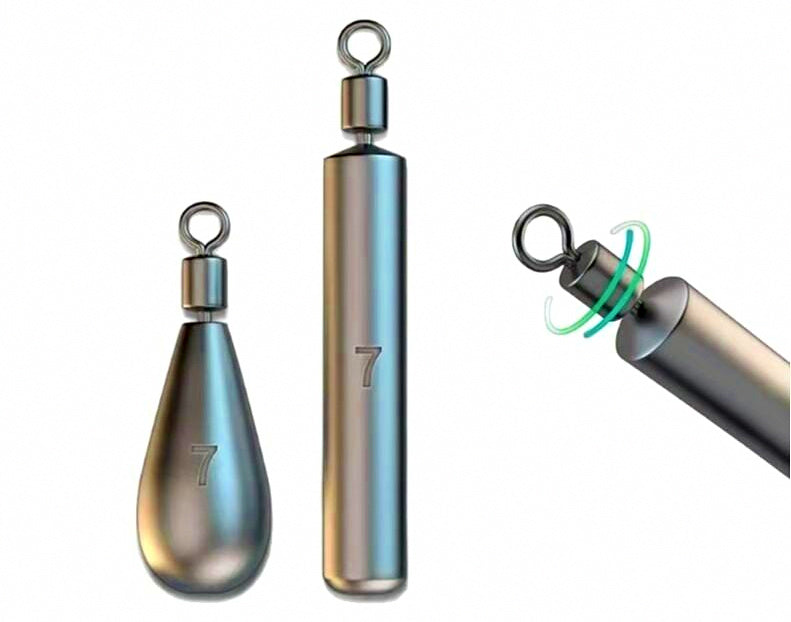 Sliding Lead Sinkers, Teardrop & Cylinder, 0.12–0.71 oz (3.5–20 g) – product photo