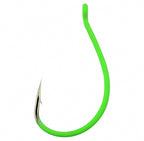 Glow Wacky Worm Hooks, Barbed, Sizes 2–3/0