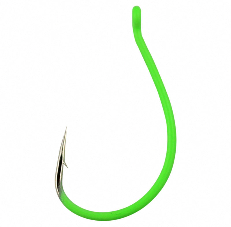 Glow Wacky Worm Hooks, Barbed, Sizes 2–3/0