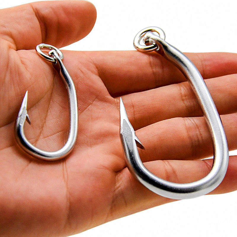 Large Barbed Tuna & Shark Hooks, High Carbon Steel – product photo