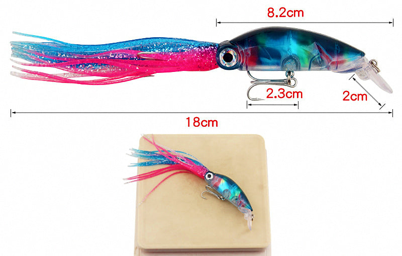 Minnow-Style Squid Lure with Tentacles, 18 cm / 17.6 g (0.62 oz) – product photo