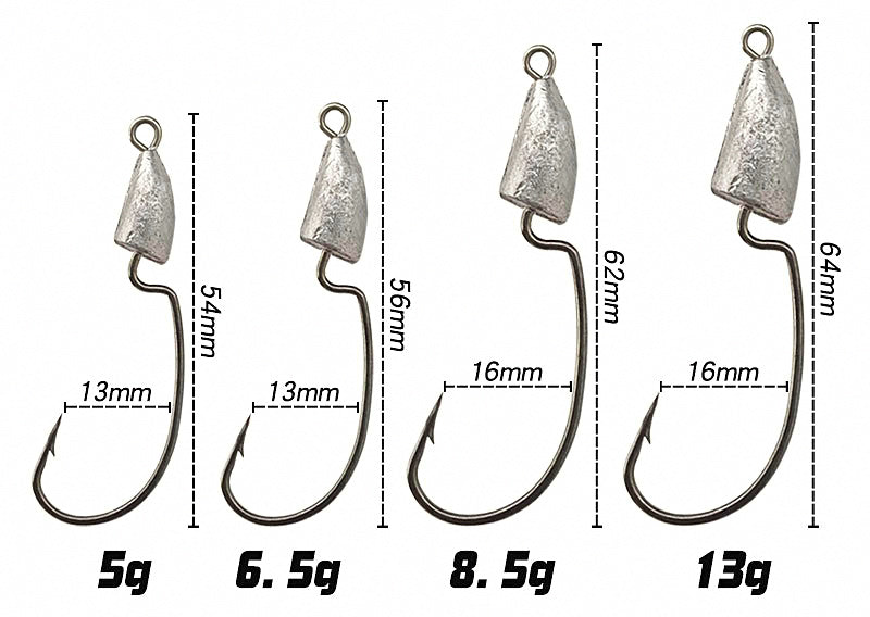 Bullet Lead Jig Head Hooks, Barbed, 5–13 g (0.18–0.46 oz) – product photo