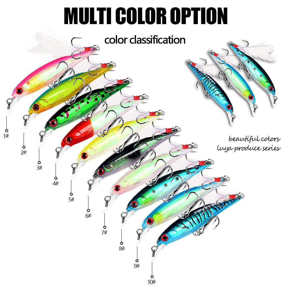 Minnow Hard Bait with Feather Hook, 9 cm (3.5 in), 8 g (0.28 oz) – product photo