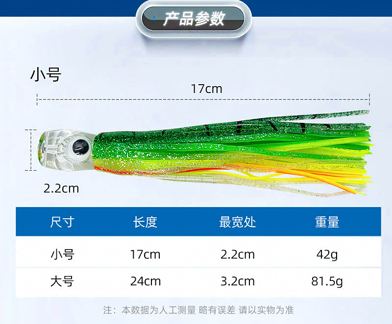 Squid Skirt Trolling Lure, 16 cm (6.3 in) & 25 cm (9.8 in) – product photo