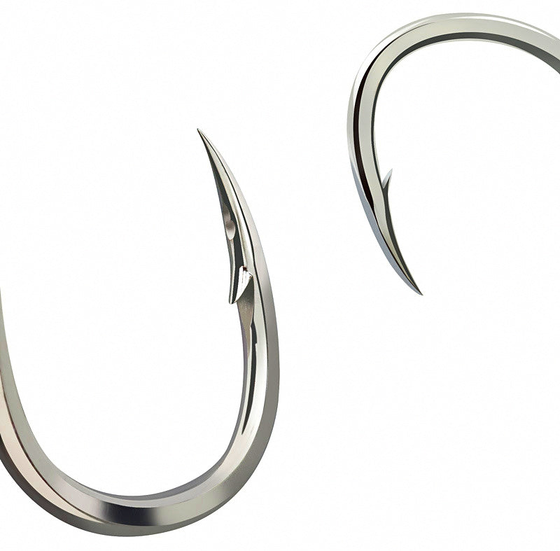 Heavy Duty 5X Strong Barbed Saltwater Hooks, Sizes 1–8/0
