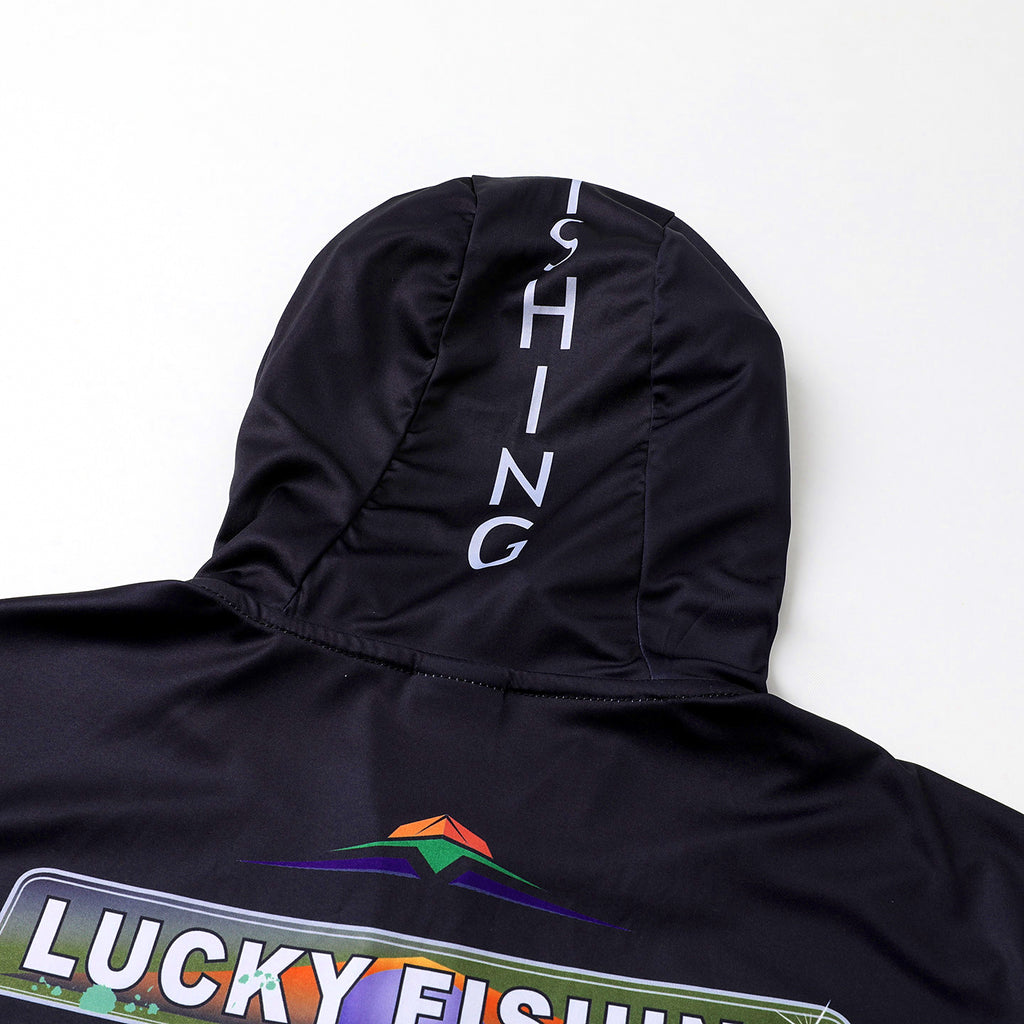 Black Sun Protection Fishing Shirt with Face Cover – product photo