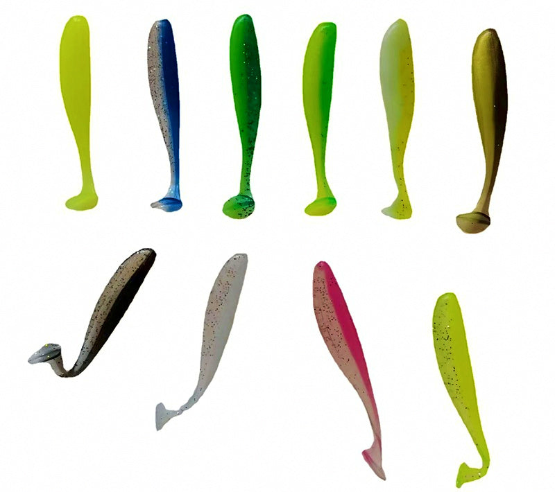 Two-Tone T-Tail Soft Swimbait Grubs, 5.5–7 cm (2.2–2.8 in) – product photo