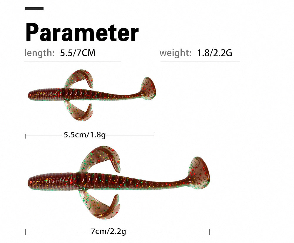Floating T-Tail Soft Bait with Jig Head Hook, 5.5 & 7 cm – product photo