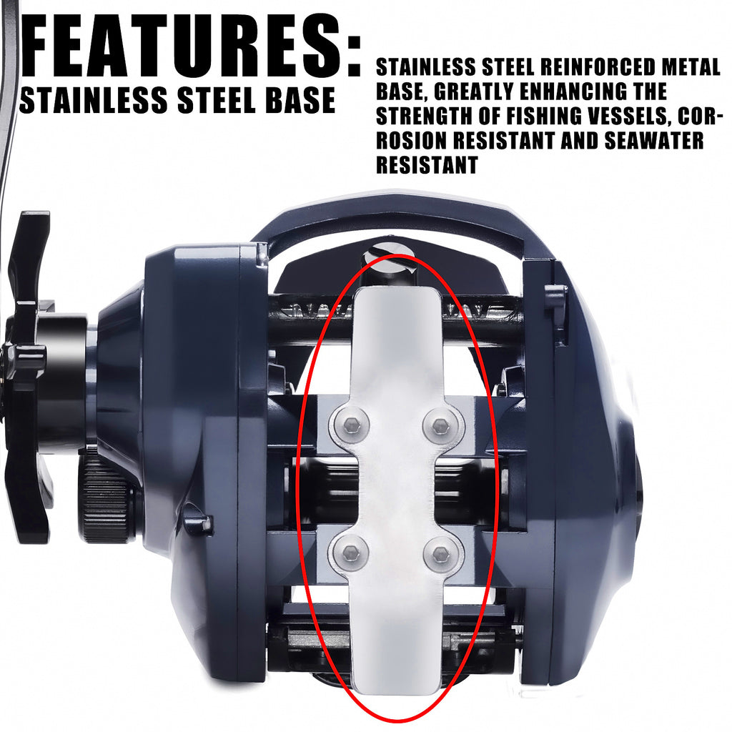 All-Metal Baitcasting Reel, Wide Body Gray, Left/Right Hand – product photo