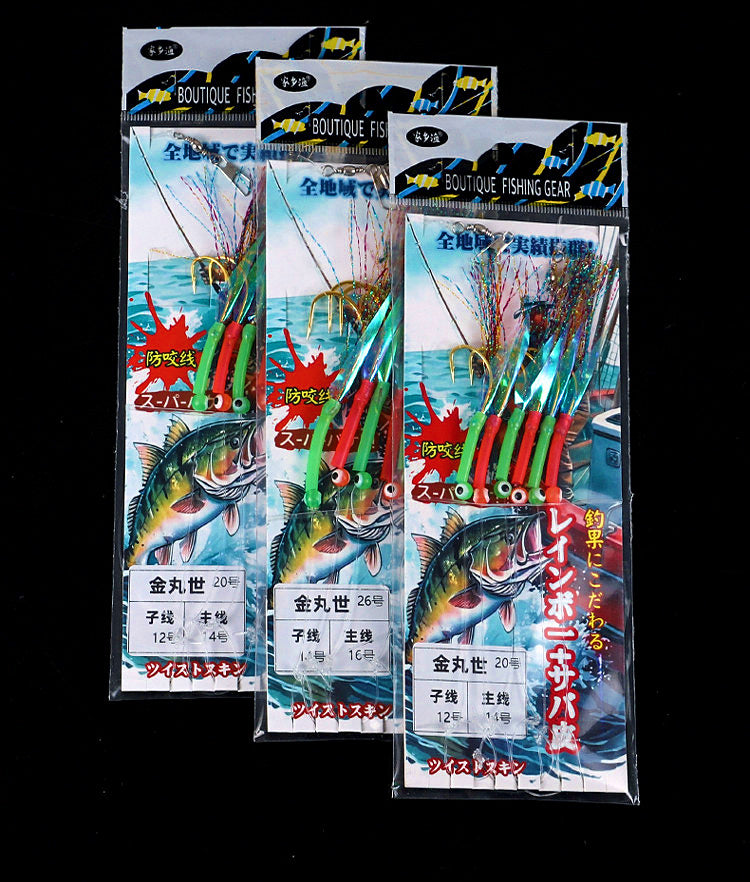 Mackerel Hook Rig with Anti-Bite Line, Luminous Eyes, 6-Piece – product photo