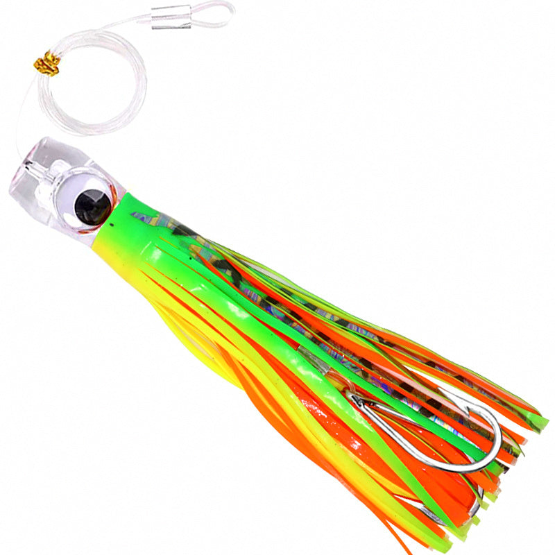 Squid Skirt Trolling Lure, 9 in (23 cm), Clear Acrylic Head – product photo