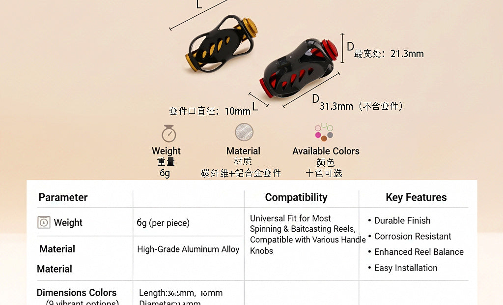 Carbon Fiber Baitcasting Reel Handle Arm Set – product photo