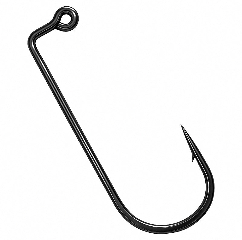 Black Nickel Barbed Jig Head Hooks, Size 10 to 7/0